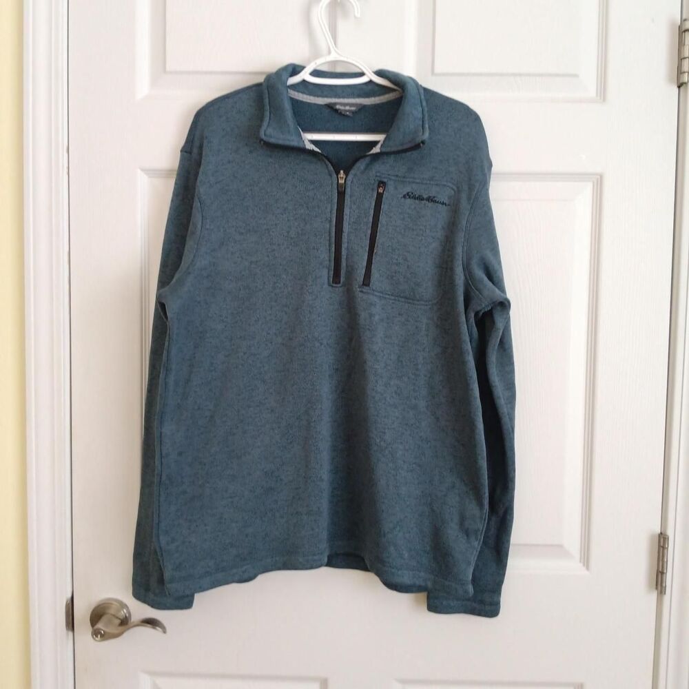 Eddie Bauer Men's Quarter-Zip Fleece Pullover Sweater Large - Picture 1 of 8